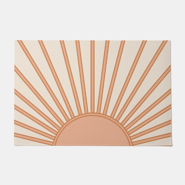 Felpudo Sol Sunrise Earth Tones Terracotta Retro Sunshine (Anverso)
