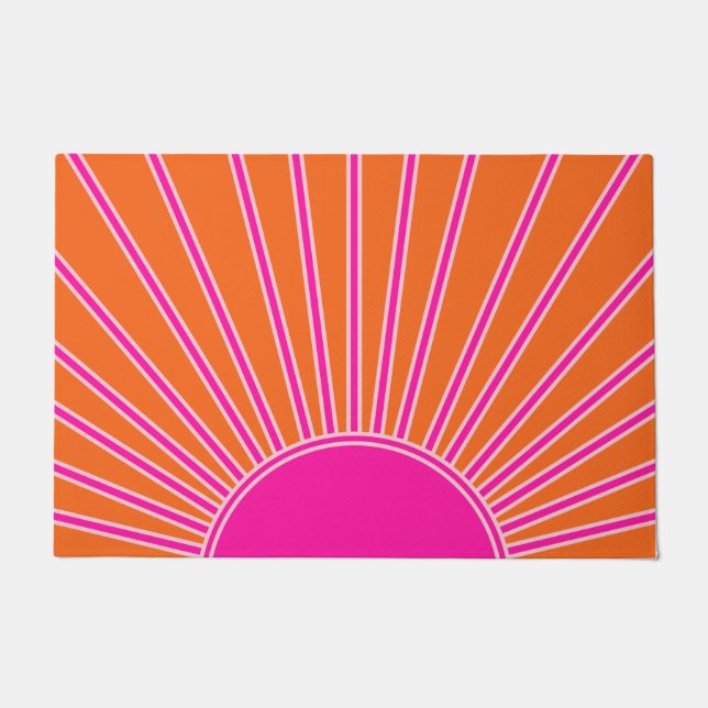 Felpudo Sol Sunrise Naranja Y Sol Pink Preppy (Anverso)