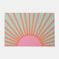 Sol Sunrise Verde Y Rosa Resumen Retro Sunshine