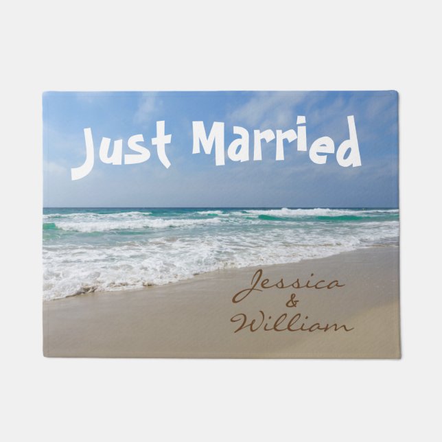 Felpudo Solo casados con los nombres personalizados de la  (Anverso)