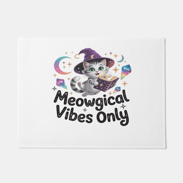 Felpudo Solo con vibraciones meowgicas, Ov flotante de gat (Anverso)