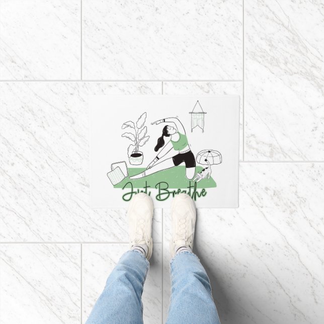 Felpudo Sólo respira el ritmo de la meditación del yoga (Interior)