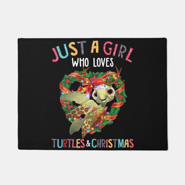 Felpudo solo un chica que ama a las tortugas y navidades (Anverso)