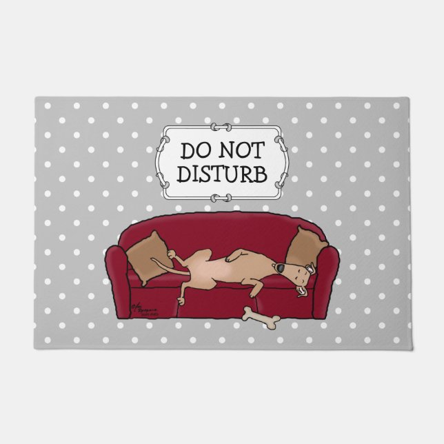 Felpudo Sombrero Greyhound (flautista) Perro Lazy Sleeping (Anverso)