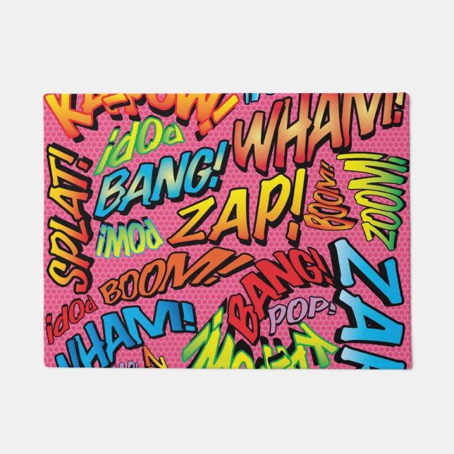Felpudo Sonidos de arte pop del libro de historietas (Anverso)