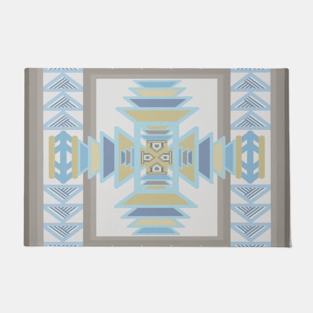 Felpudo Souwest Blues Indian Blanket Art Design (Anverso)