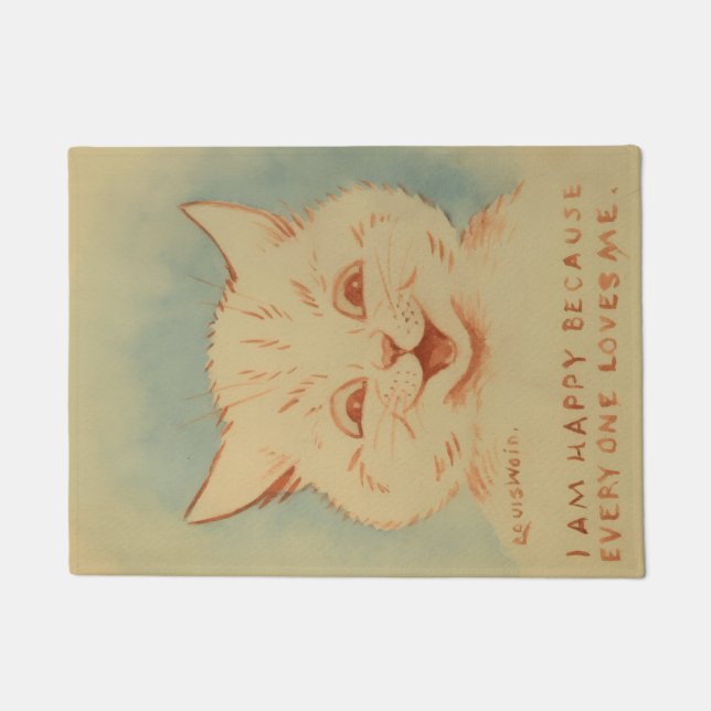 Felpudo Soy Feliz Porque Todos Me Aman (Gato Jovial) (Anverso)