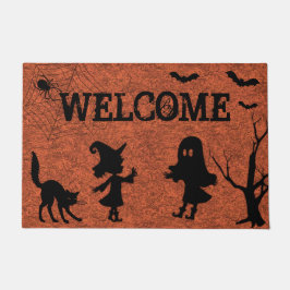 Felpudo Spider Web Black Cat Halloween Doormat