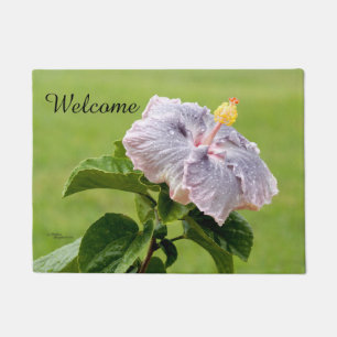 Felpudo Spiegeland Bienvenidos Morado Hibiscus Flower Door