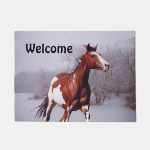 Felpudo Spiegeland Bienvenidos Paint Horse Snow Doormat