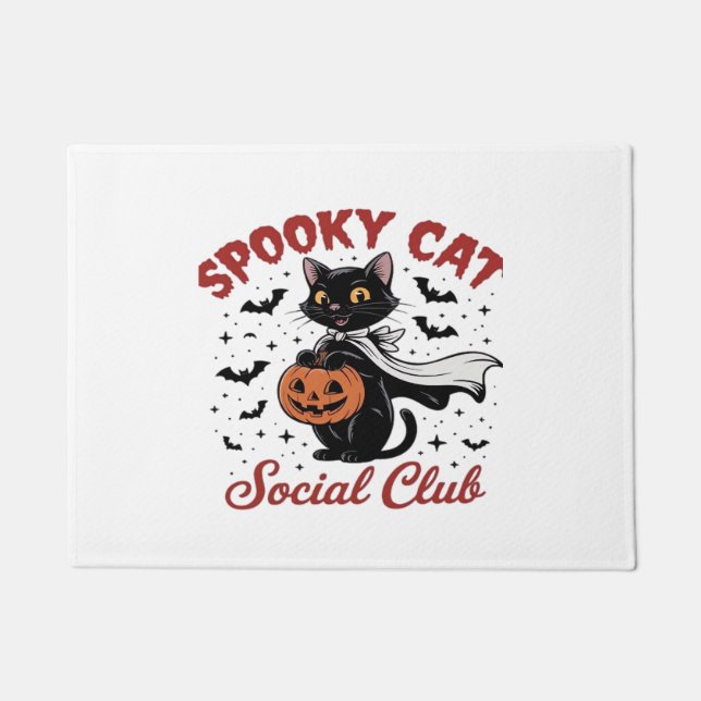 Felpudo Spooky Cat Social Club PNG - Cute Halloween Classi (Anverso)
