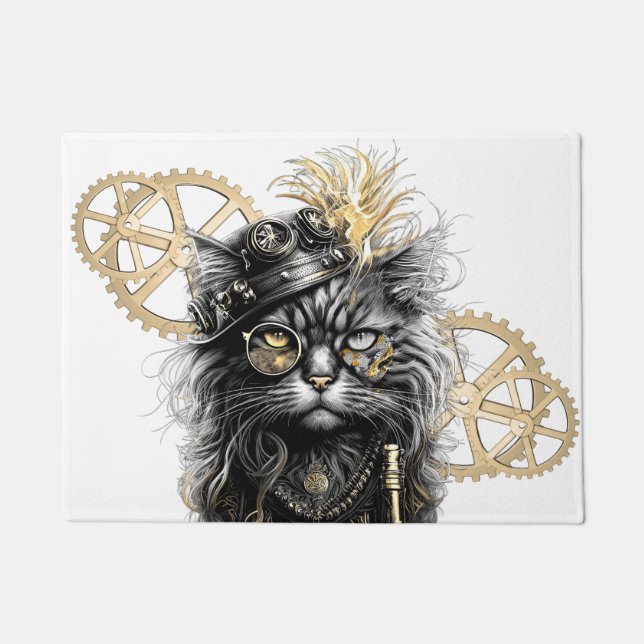 Felpudo Sprocket-Paws  The Funky Steampunk Cat  (Anverso)