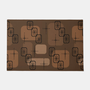 Felpudo Sputnik Brown moderno de mediados de siglo