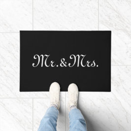 Felpudo Sr. y la Sra. personalizado blanco negro guión mod