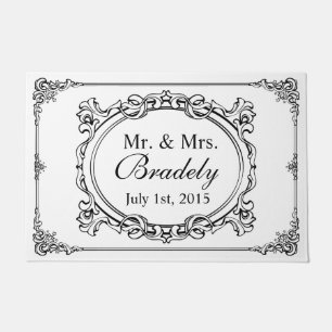 Felpudo Sr. y señora personalizados Wedding Decor Frame