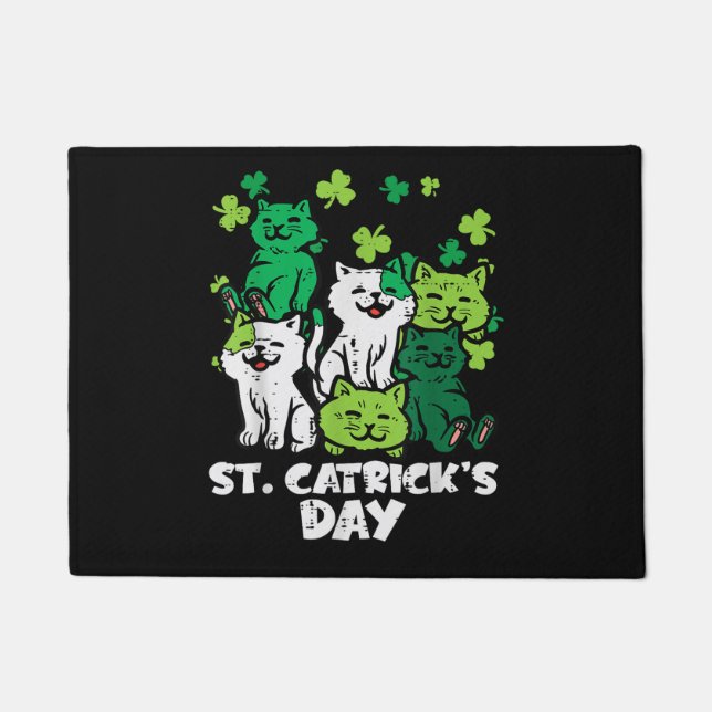Felpudo St Patricks Catricks Day Cats Saint Pattys (Anverso)