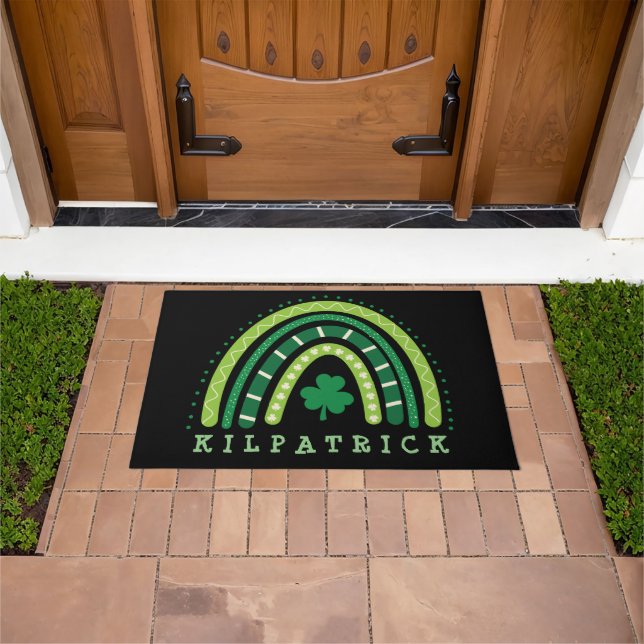 Felpudo St. Patrick's Day Boho Rainbow Shamrock (Exterior)