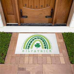 Felpudo St. Patrick's Day Boho Rainbow Shamrock