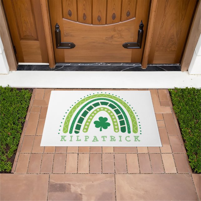 Felpudo St. Patrick's Day Boho Rainbow Shamrock (Exterior)