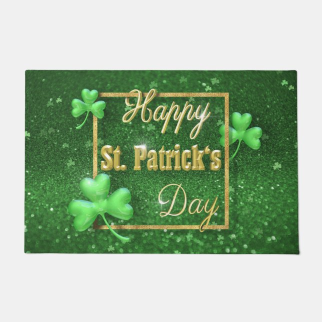 Felpudo St. Patrick's Day Gold Shamrock (Anverso)