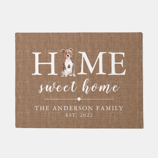 Felpudo Staffordshire Bull Terrier Hogar Dormat (Anverso)