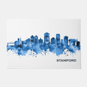 Felpudo Stamford Connecticut Skyline Blue