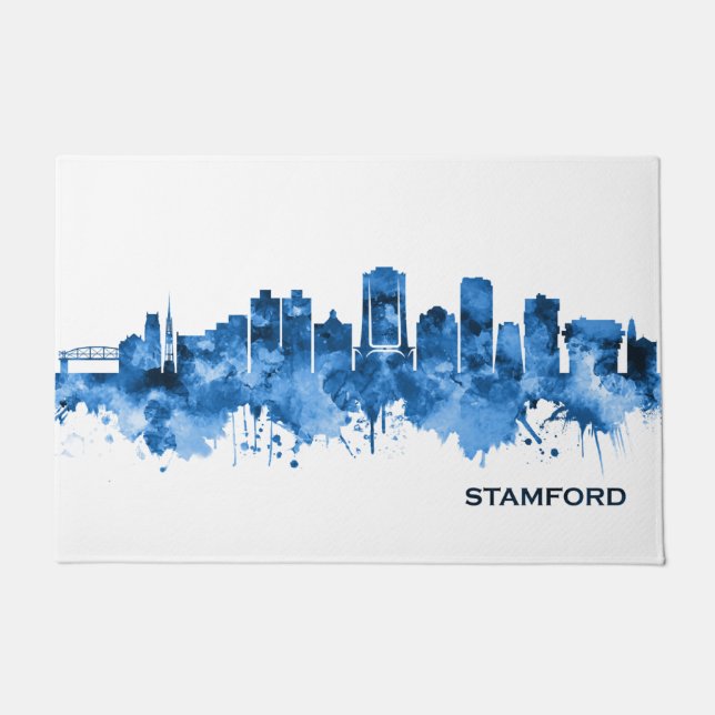 Felpudo Stamford Connecticut Skyline Blue (Anverso)