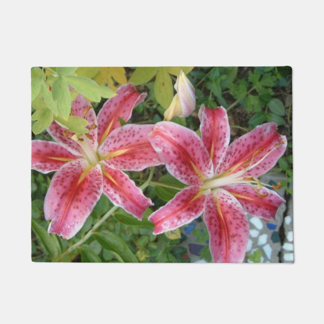 Felpudo Stargazer Lilies Garden Floral (Anverso)
