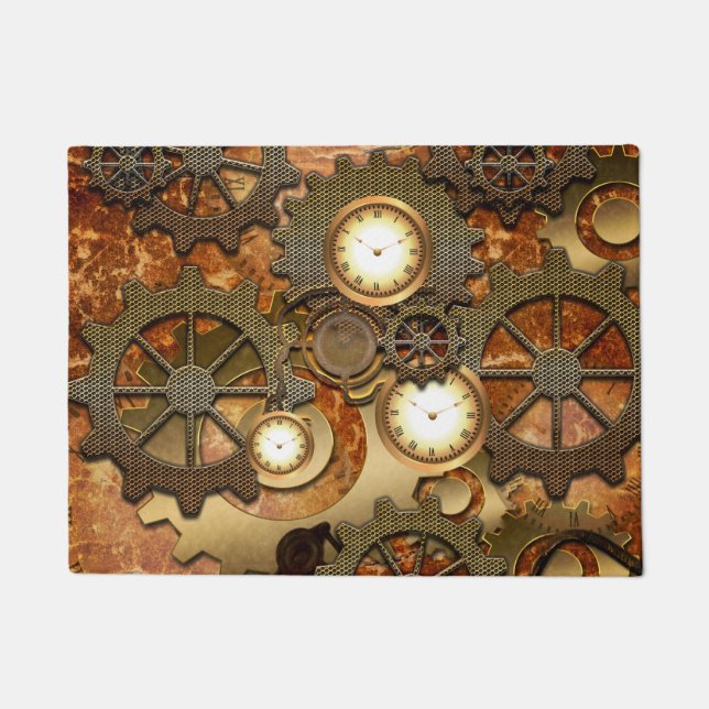 Felpudo Steampunk en colores de oro (Anverso)