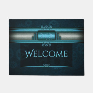 Felpudo Steampunk, hielo azul en los cerdos verde azulados