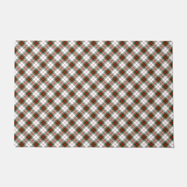 Felpudo Stuart / Stewart tartan blanco rojo platillo verde (Anverso)