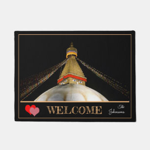 Felpudo Stupa Boudhanath, Katmandú de noche - Nepal