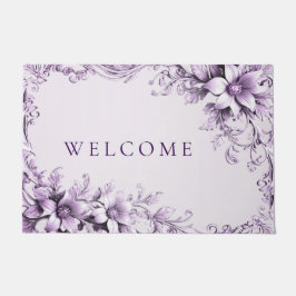 Felpudo Stylish Purple Flowers Doormat