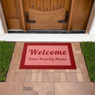 Felpudo Su apellido con texto de bienvenida en alfombrilla