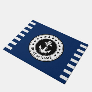 Felpudo Su barco o nombre Estrellas de anclaje Azul franja