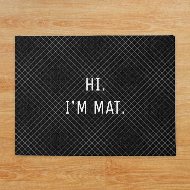 Felpudo Su gracioso humor negro moderno de entrada a cuadr (Hi Funny Humor Modern Black Checkered Entrance Doormat)