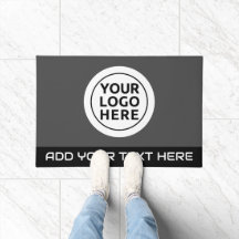 SU LOGO Y TEXTO Personalizado Gris Rug Doormat