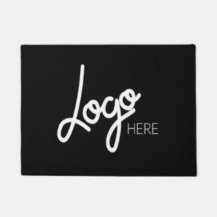 Felpudo Su logotipo comercial Elegante negro moderno