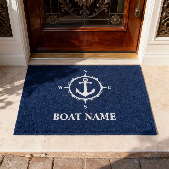 Felpudo Su nombre de barco Compass Anchor Azul (Subido por el creador)