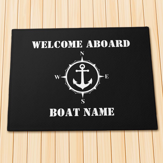 Felpudo Su nombre de barco Compass Anchor Bienvenida a bor (Several sizes to choose from.)