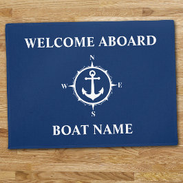 Felpudo Su Nombre De Barco Compass Anchor Blue Welcome Abo