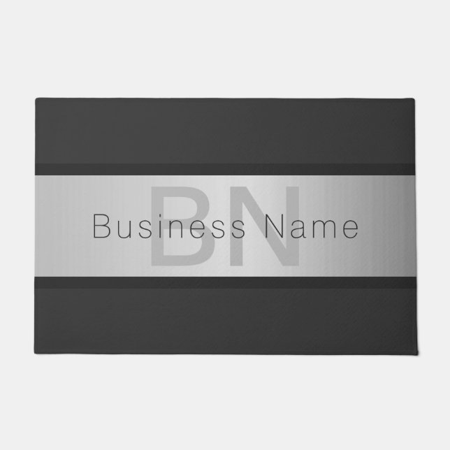 Felpudo Su nombre y su monograma | Grays and Faux Silver L (Anverso)