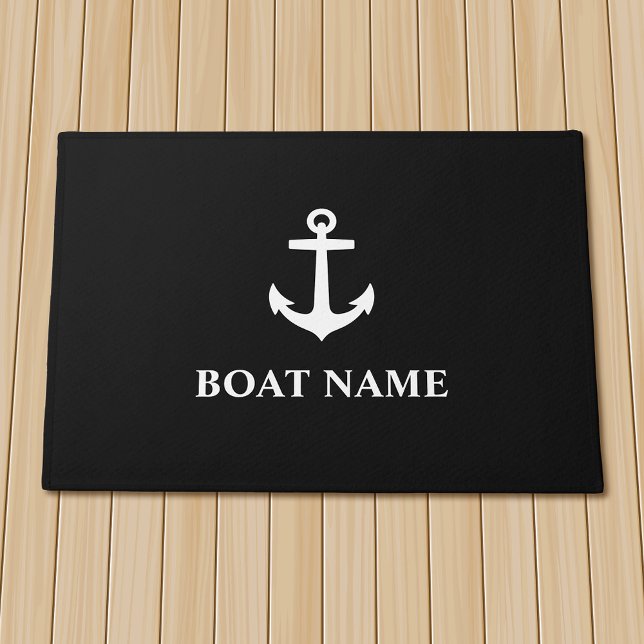 Felpudo Su Nombro de barco Anchor Negro (Several sizes to choose from.)