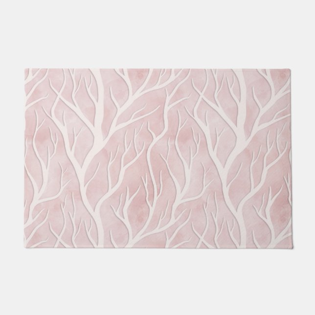 Felpudo Suave ramas de árbol rosa y crema (Anverso)