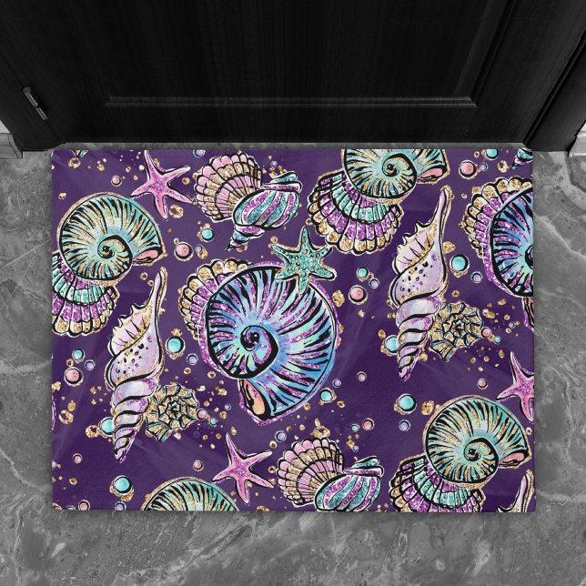 Felpudo Subacuático Purple Luxe | Dark Pastel Gold Sea Lif (Subido por el creador)