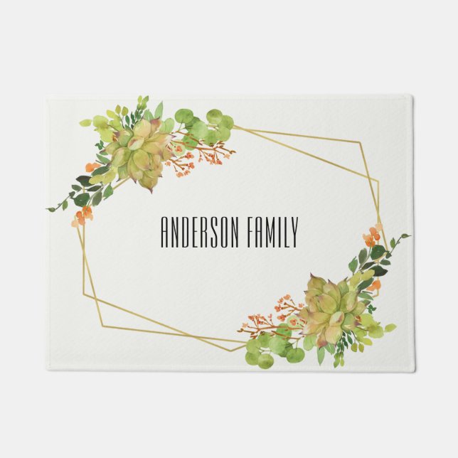 FELPUDO SUCCULENT CACTUS NARANJA FLORAL WATERCOLOR DE AGUA (Anverso)