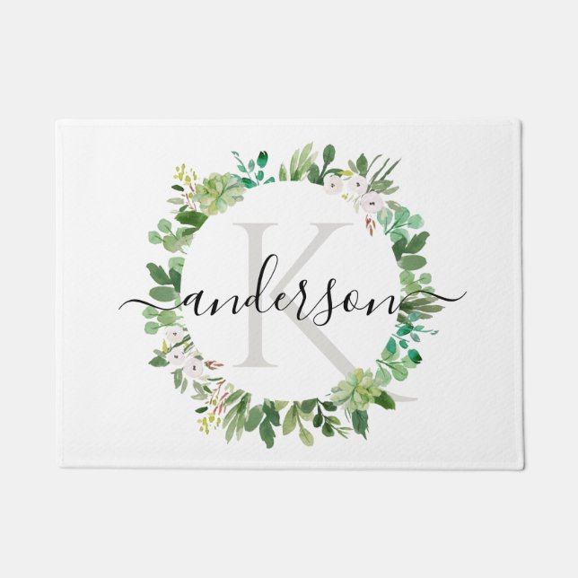 FELPUDO SUCCULENT WREATER FOLIAGE WATERCOLOR MONOGRAM (Anverso)