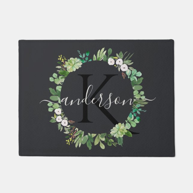 FELPUDO SUCULENT WREATARE FOLIAGE WATERCOLOR MONOGRAM (Anverso)