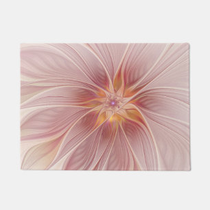 Felpudo Sueño floral abstracto de fractal de arte de rosa