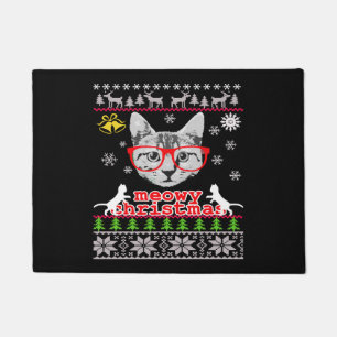 Felpudo Suéter feo de Navidad divertido de gato Meowy Cat